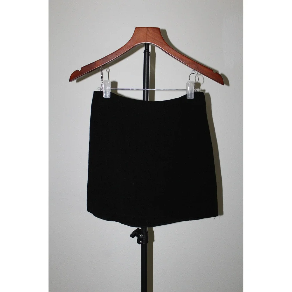 Princess Polly Black Linen Blend Mini Skirt High Waisted Size US 2 US2/AU6/EU34